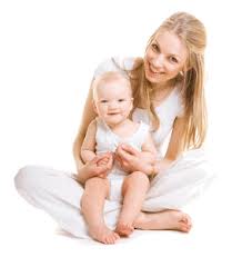 mother and baby in light coloured clothers