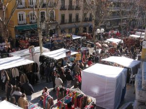 aerial view of el rastro flea market