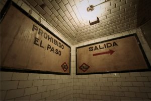 inside old metro station with old signs