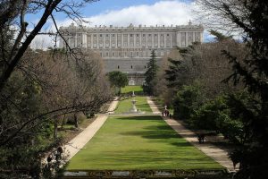 royal palace with garden in madrid