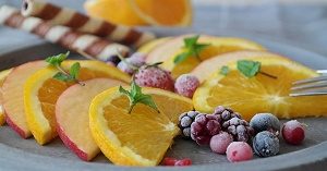 fruit platter with orange and berries
