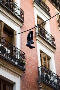 typical spanish apartment building with small balconies