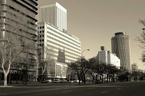 buildings in azca district in madrid