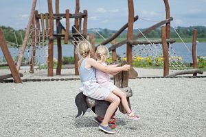 playground with two sisters playing