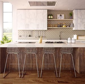 modern kitchen with wooden floors