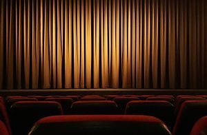 cinema with brown curtains