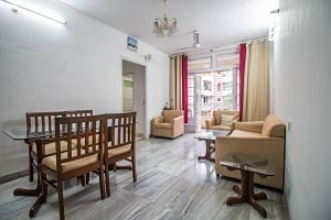 living and dining room in beige colours