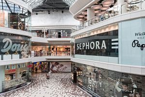 inside shopping mall, with sephora shop