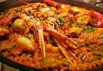 traditional paella in pan