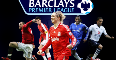poster from barclays premier league with several football players