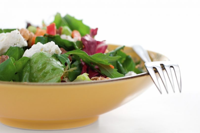 colourful salad on plate with fork