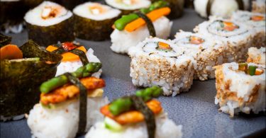 sushi on a grey plate