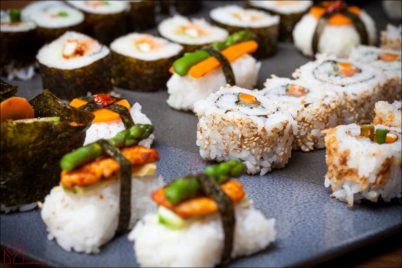 sushi on a grey plate