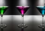 3 martini's on a bar