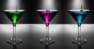 3 martini's on a bar