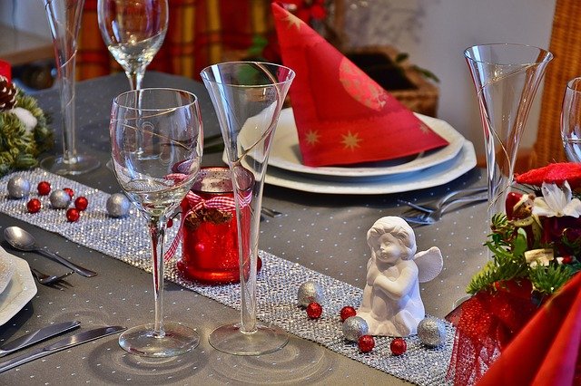 table set for christmas