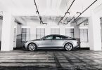 silver car parked in garage
