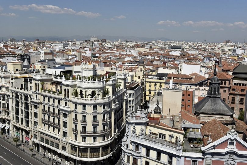 madrid view from above with large buildings