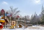 playground in a bit of snow