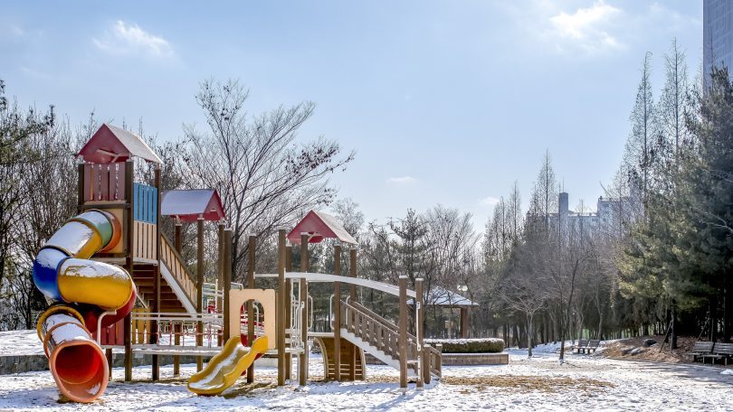 playground in a bit of snow