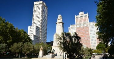 madrid buildings with park in front