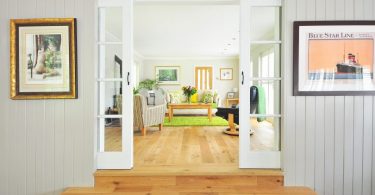 living room with wooden floors