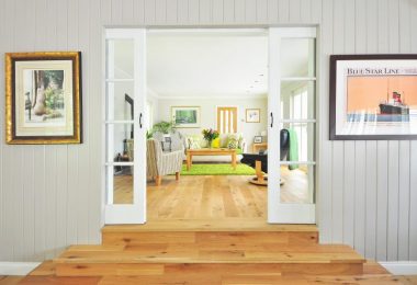 living room with wooden floors