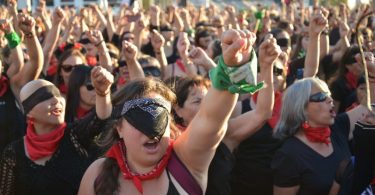 women in a protest