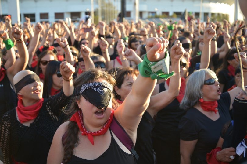 women in a protest