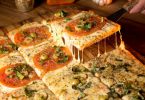 pizza sliced in squares