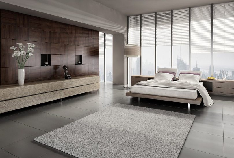 modern bedroom with light colours