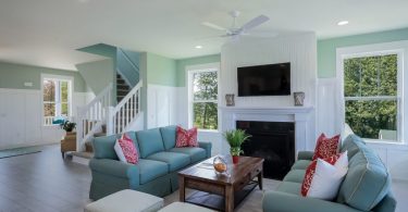 light and modern interior in blue